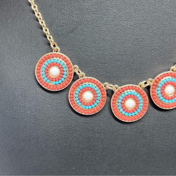 LC Liz Claiborne Southwestern Boho Beaded Statement Necklace 17-19" - Picture 3 of 12